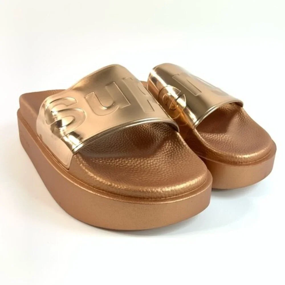 Superga Platform Slide Sandals Rose Gold 40